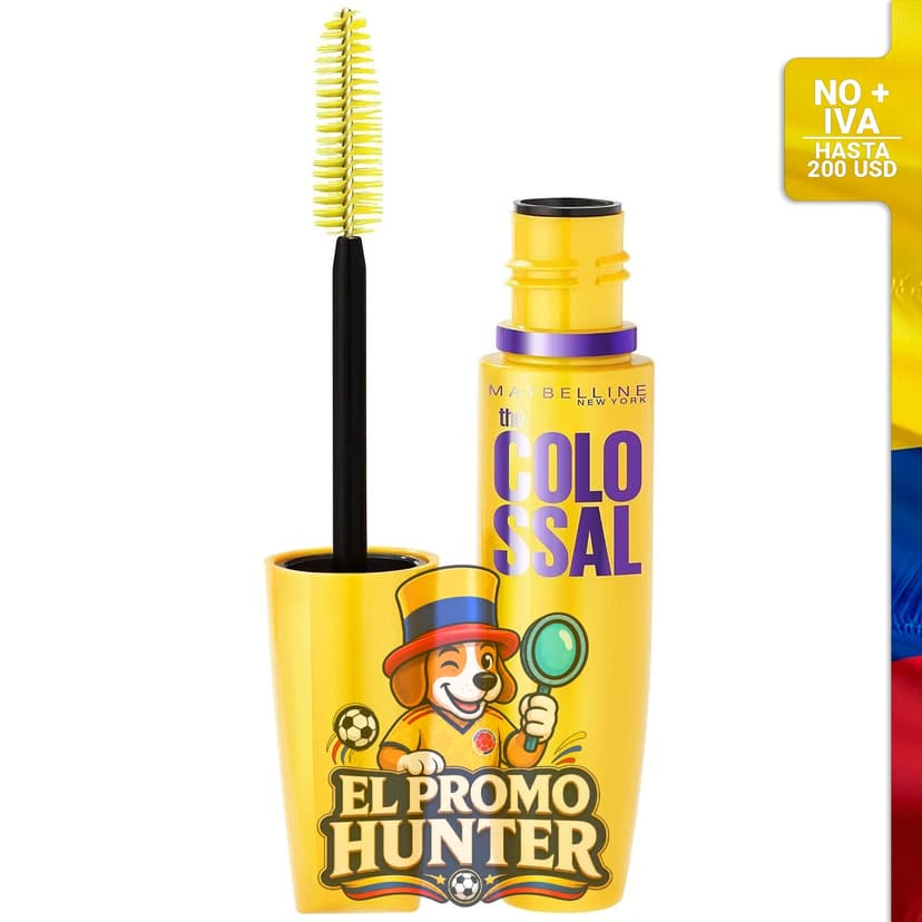 Rímel negro Maybelline The Colossal, fórmula de volumen.
