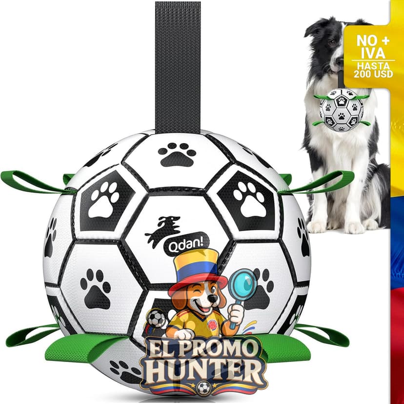Pelota de fútbol para perros de 15 cm con correas.