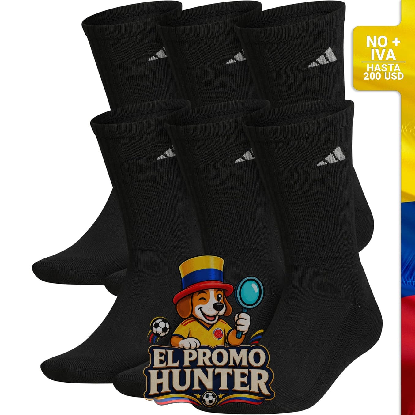 Calcetines deportivos acolchados para hombre, 6 pares, fabricados en material duradero.