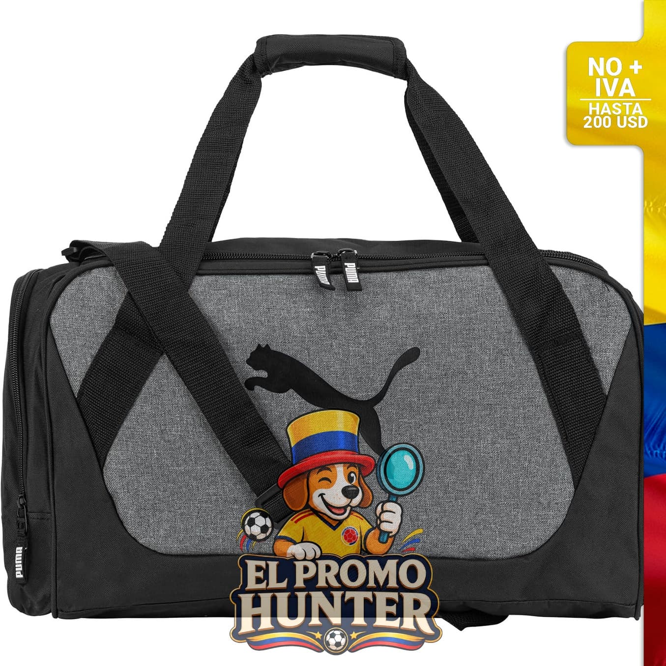 Bolsa de deporte PUMA unisex con correa ajustable, fondo acolchado y bolsillos con cierre.