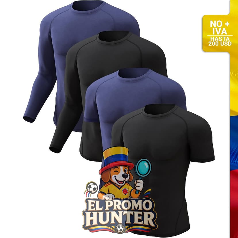 Camisetas de compresión para hombre, paquete de 4, de manga larga y corta, material poliéster/espandex.