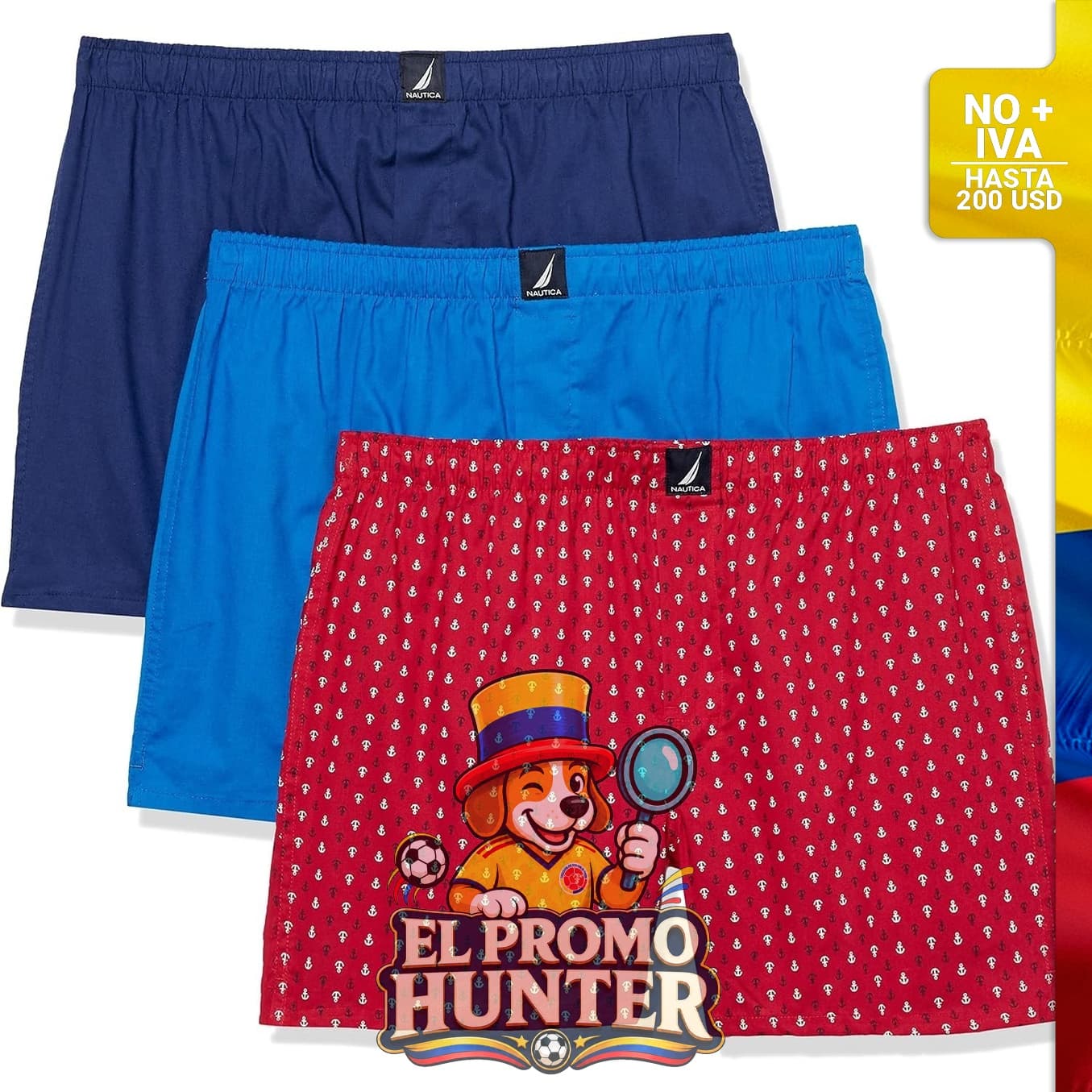 Bóxers clásicos de algodón para hombre, paquete de 3.