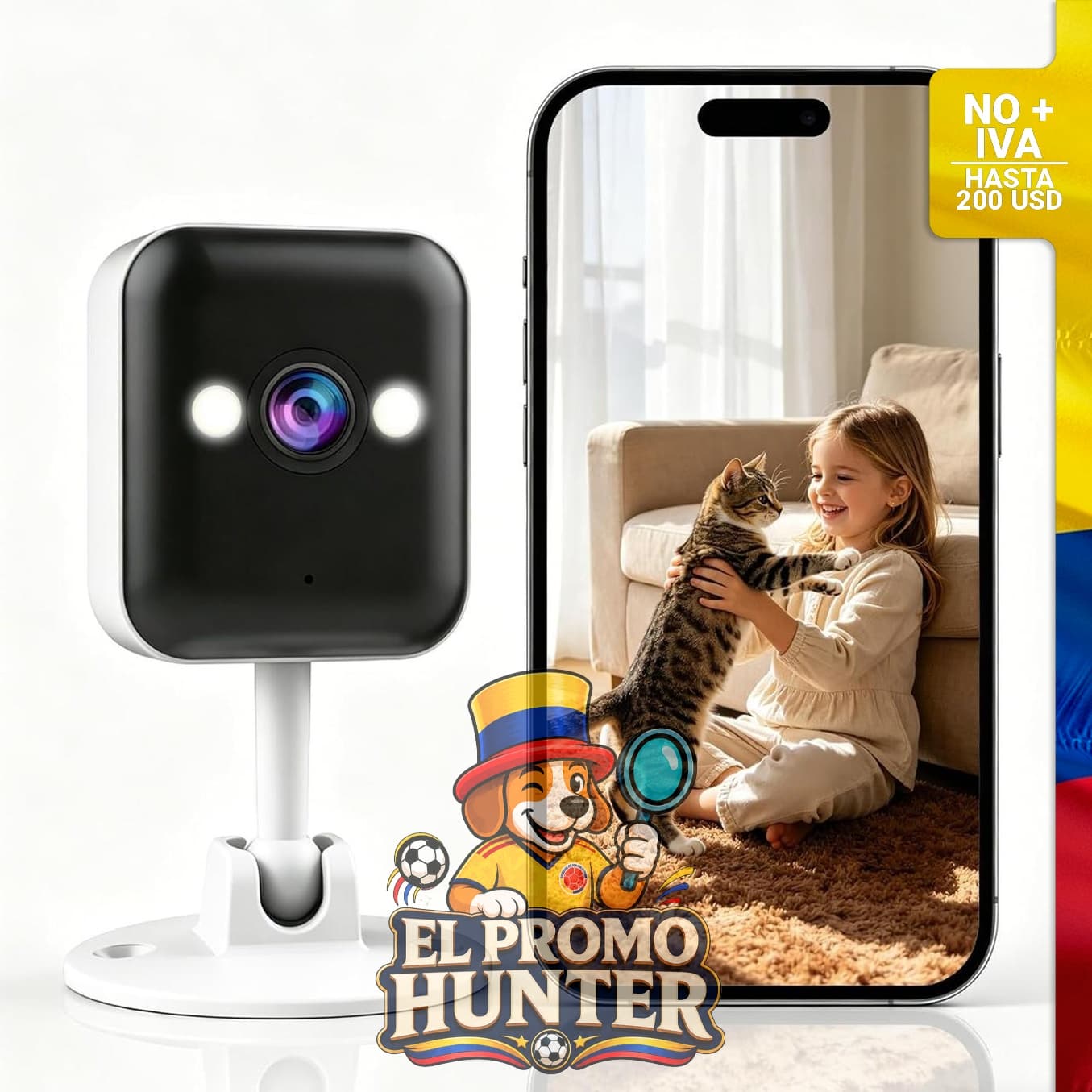 Cámara de seguridad JOOAN 2K, WiFi 2.4G, IP66 impermeable, detección de movimiento, audio de 2 vías, visión nocturna a color.