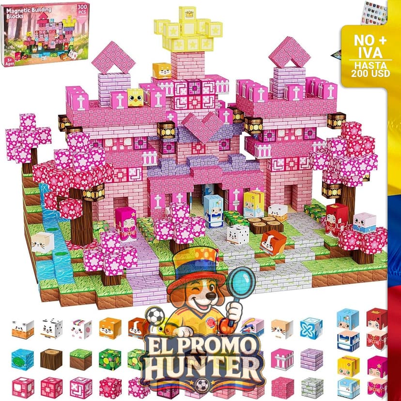 100 bloques magnéticos de construcción de 2 cm, diseño de bosque de cerezo, juego educativo para niños.