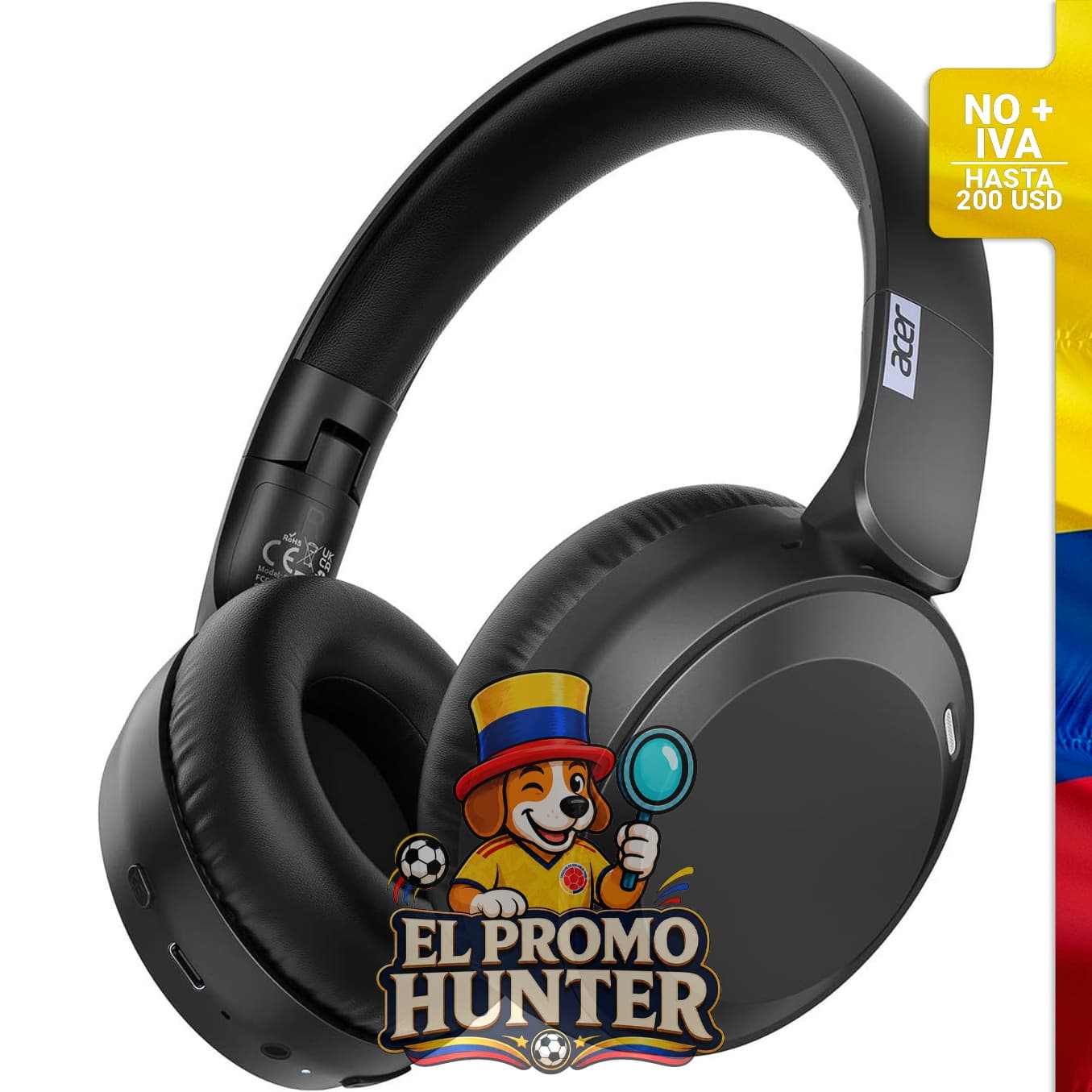 Auriculares inalámbricos Bluetooth Acer OHR205, 70 horas de reproducción, controladores de 40 mm, plegables.
