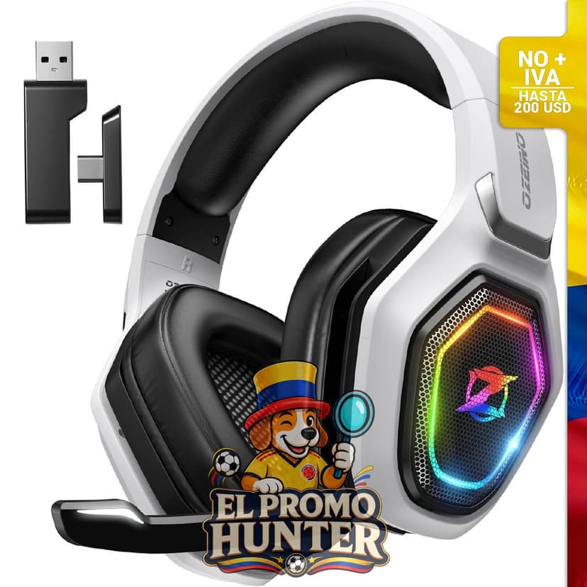 Auriculares inalámbricos Ozeino de 2.4GHz para juegos, compatibles con PC, PS5, PS4 y dispositivos USB tipo C.