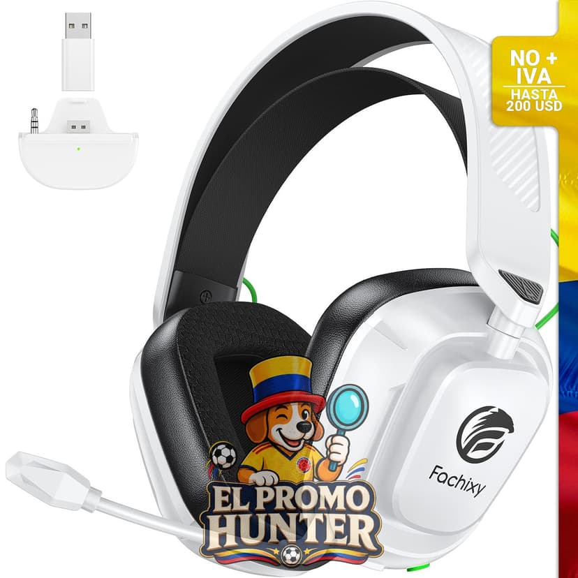 Auriculares gaming inalámbricos con micrófono cancelador de ruido, compatibles con Xbox Series X/S, Xbox One, PS4, PS5, PC y Mac. Conectividad 2.4GHz y Bluetooth 5.4, batería de 100 horas y drivers de 50 mm.