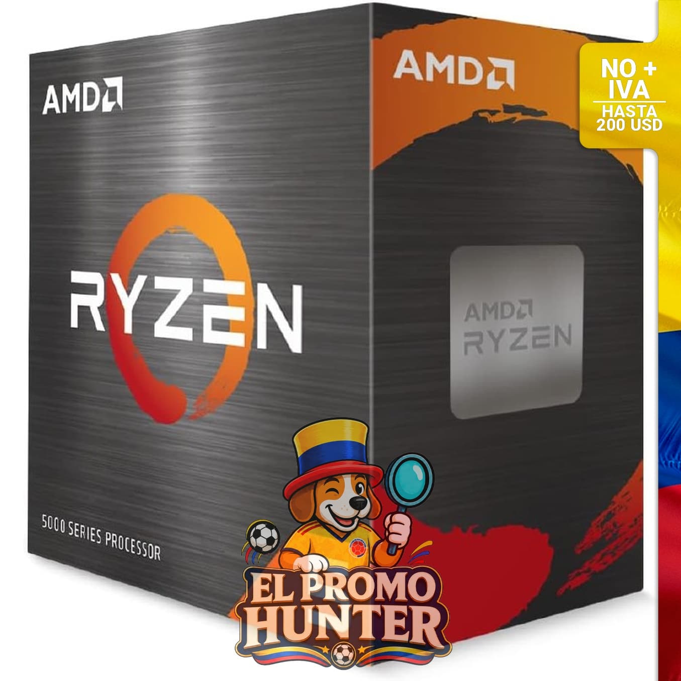 Procesador AMD Ryzen 5 5500 de escritorio, 6 núcleos y 12 hilos, incluye enfriador Wraith Stealth.