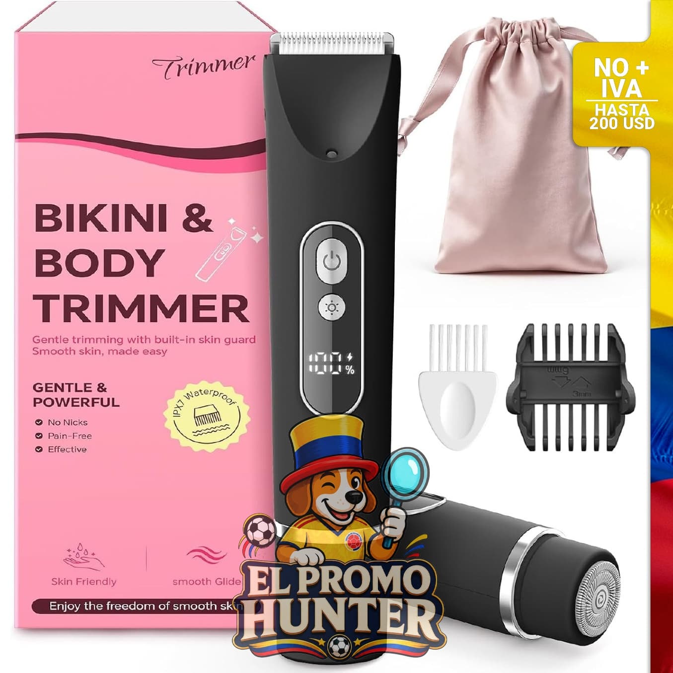 Recortadora de bikini eléctrica para mujer, impermeable IPX7, uso en húmedo y seco, inalámbrica.