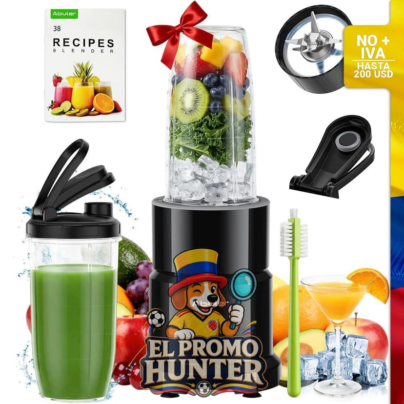 Licuadora personal de 1200 W con 2 tazas portátiles de 20 oz, sin BPA.