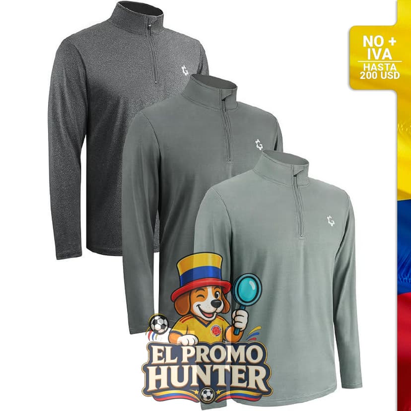 Pack de 3 sudaderas con cremallera de 1/4 para hombre, manga larga, secado rápido, ideal para actividades deportivas.