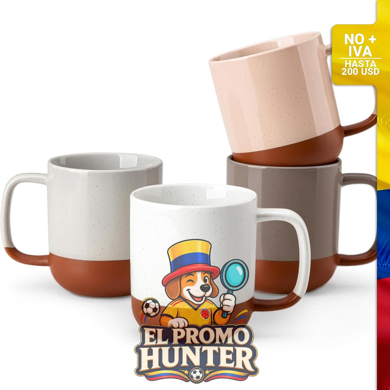 Juego de 4 tazas de café de cerámica de 11 oz (325 ml), aptas para microondas y lavavajillas.