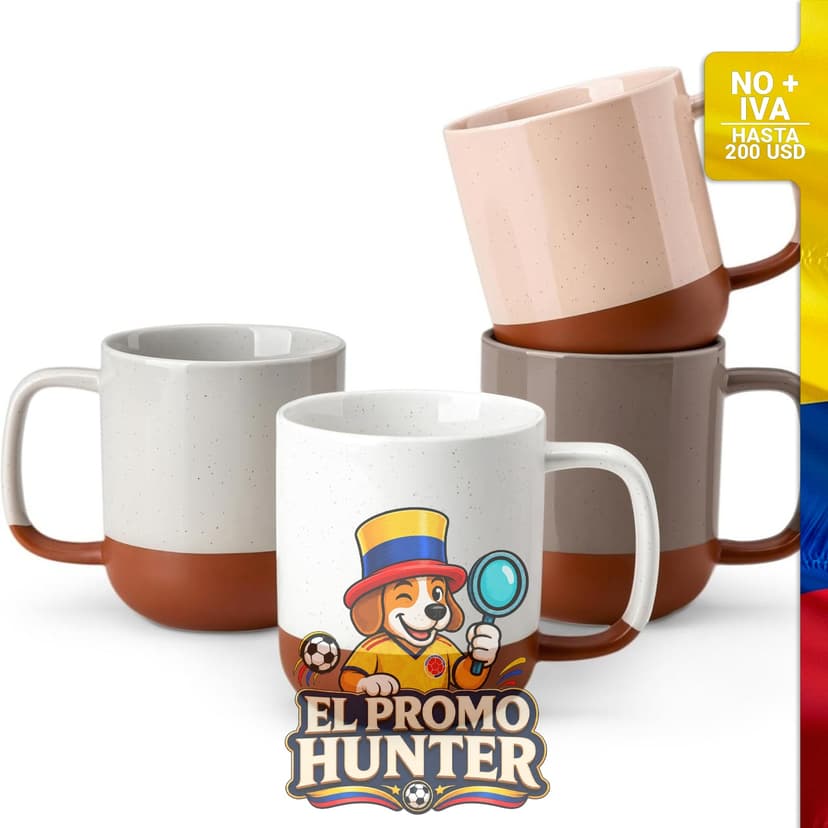 Juego de 4 tazas de café de cerámica de 11 oz (325 ml), aptas para microondas y lavavajillas.