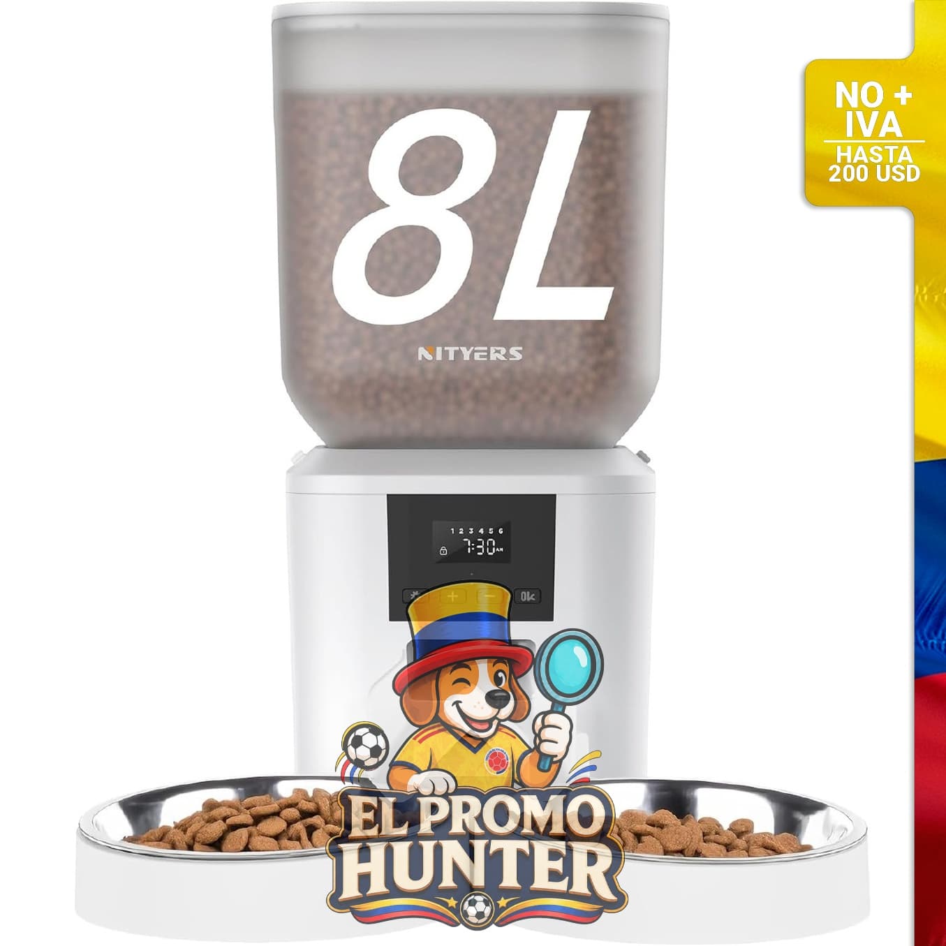 Comedero automático para gatos con capacidad de 8 L (34 tazas), pantalla LCD y 2 bandejas.