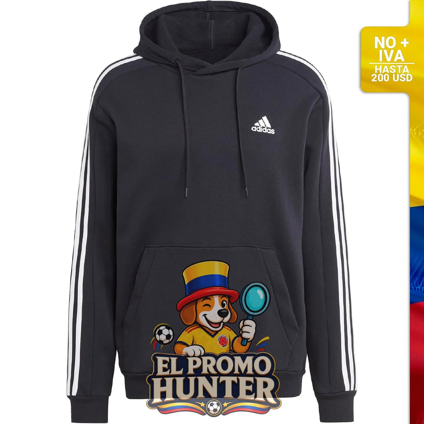 Sudadera con capucha adidas Essentials para hombre, con 3 rayas.
