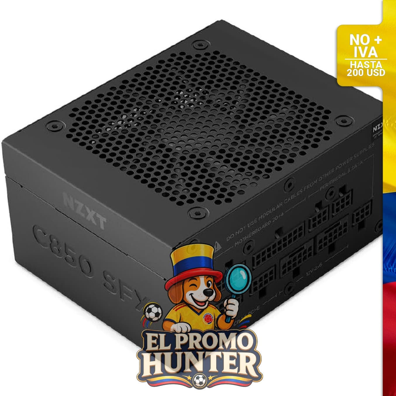 Fuente de alimentación SFX ATX 3.1 de 850 W, 80 Plus Gold, totalmente modular, con certificación Cybenetics Platinum.