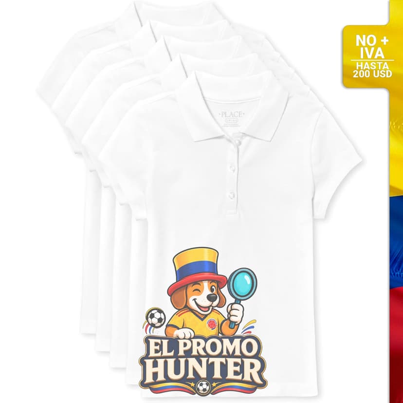 Polo de piqué de manga corta para niñas, paquete de 5 unidades.