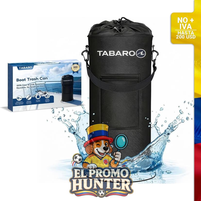 Bolsa de basura para bote TABARO, compatible con bolsas de 38-49 L, fabricada en Oxford 1000D, resistente a olores y fugas.