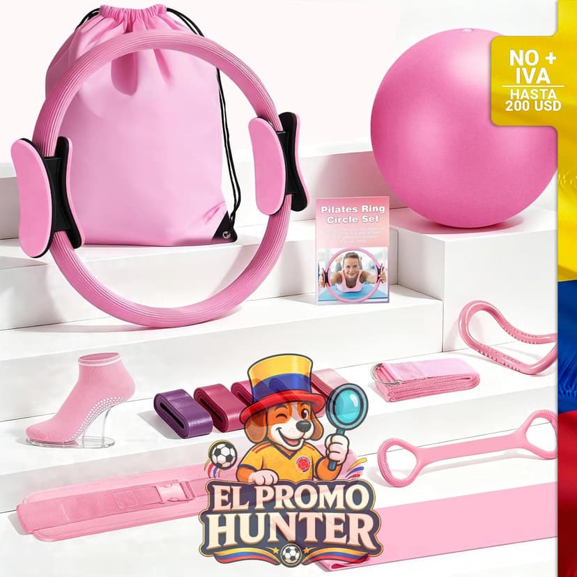 Juego de anillos de pilates y pelota de 33 cm, incluye 14 piezas de bandas de resistencia.