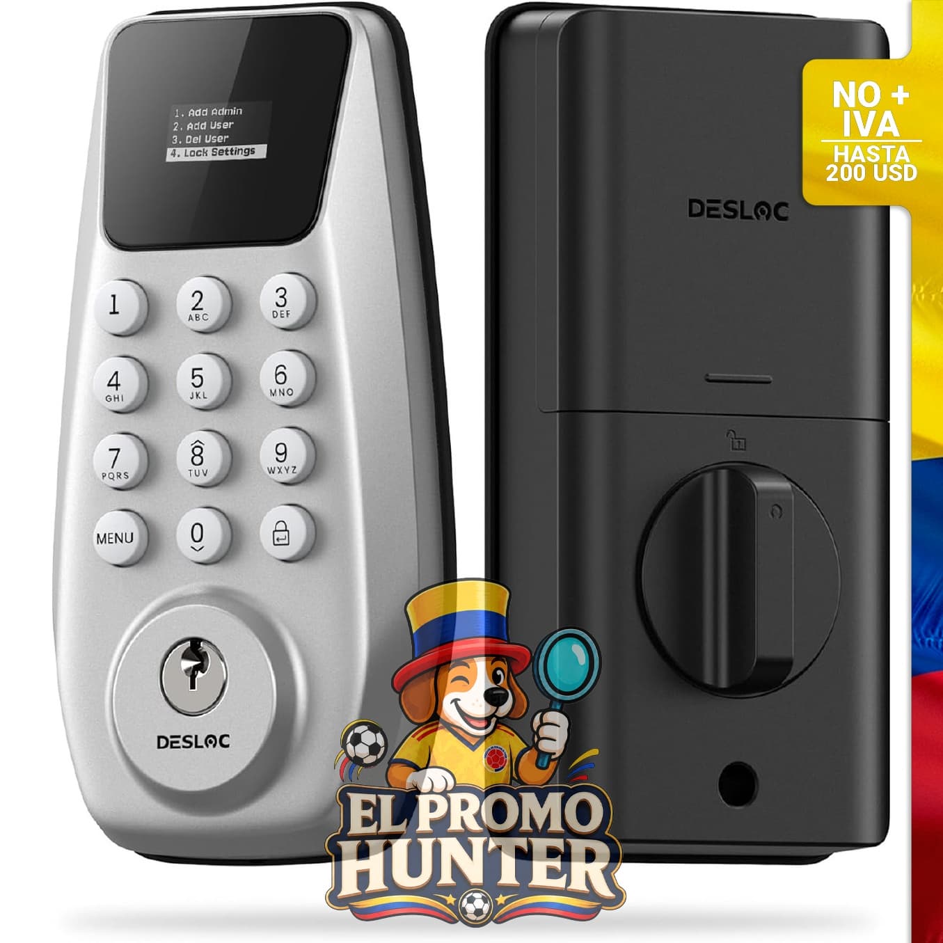 Cerradura DESLOC C100 con entrada sin llave, pantalla visual y bloqueo automático.
