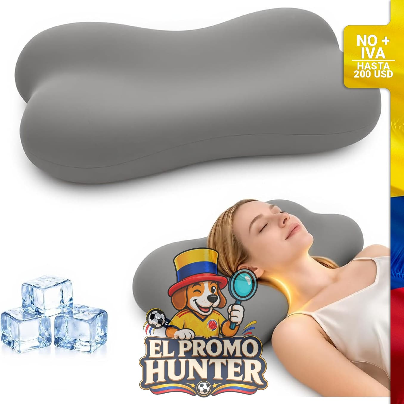 Cojín cervical de espuma de memoria, soporte ergonómico para dormir.