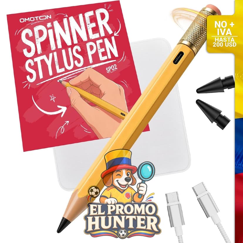 Stylus Pen OMOTON SP02 para iPad (2018-2026) con función de rechazo de palma y diseño de fidget spinner.