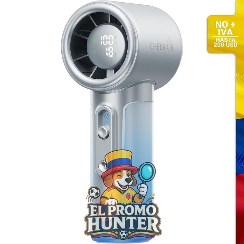 Ventilador portátil CHEERAIR, mini recargable de 5000 mAh con pantalla digital.