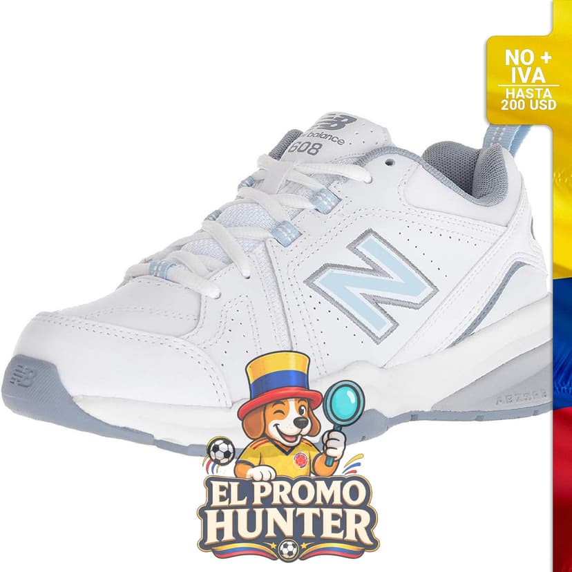 Zapatillas New Balance 608 V5 para mujer, diseño casual con suela de goma y parte superior de cuero sintético.