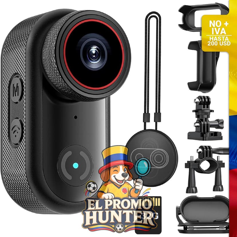 Cámara de acción Goluckog 4K, mini cámara portátil con tarjeta de 32 GB, grabación manos libres.