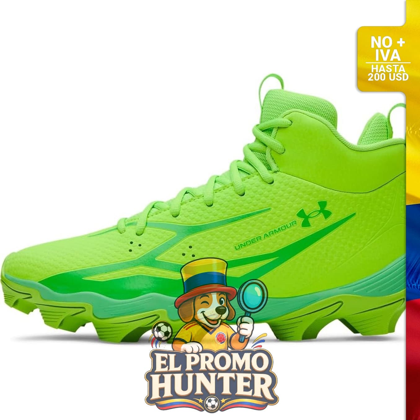 Botines de fútbol Under Armour Spotlight Hammer, diseño ligero y ajustado.