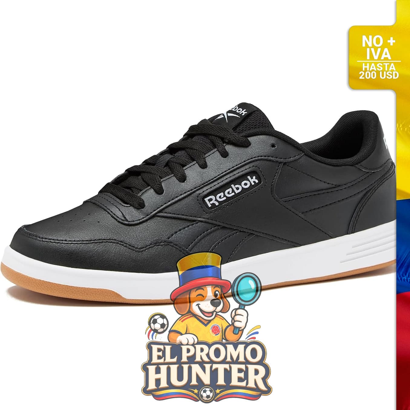 Zapatillas Reebok Court Advance para hombre, modelo casual de tenis, disponibles en tallas de 6 a 15.