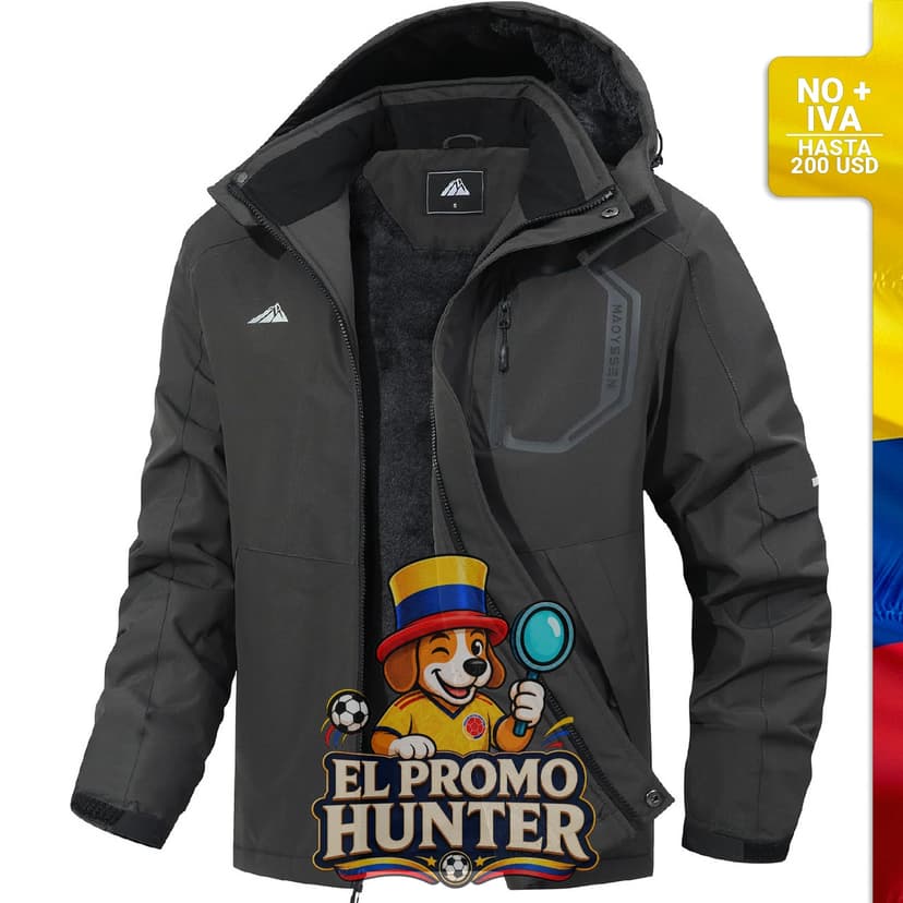 Chaqueta de esquí para hombre, impermeable, con forro de polar y múltiples bolsillos.