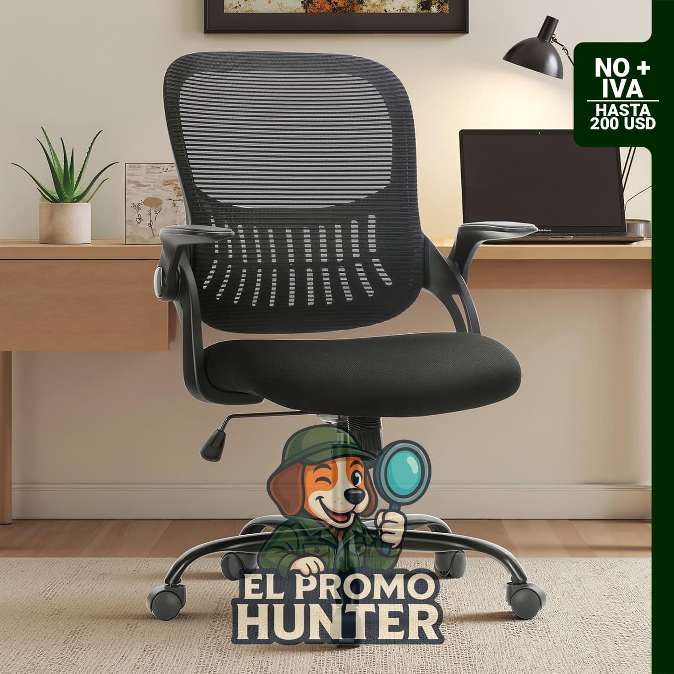 Silla ejecutiva Sweetcrispy ergonómica de malla con respaldo medio ajustable y soporte lumbar.