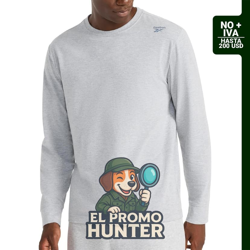 Camiseta Reebok de manga larga con cuello redondo para hombre.