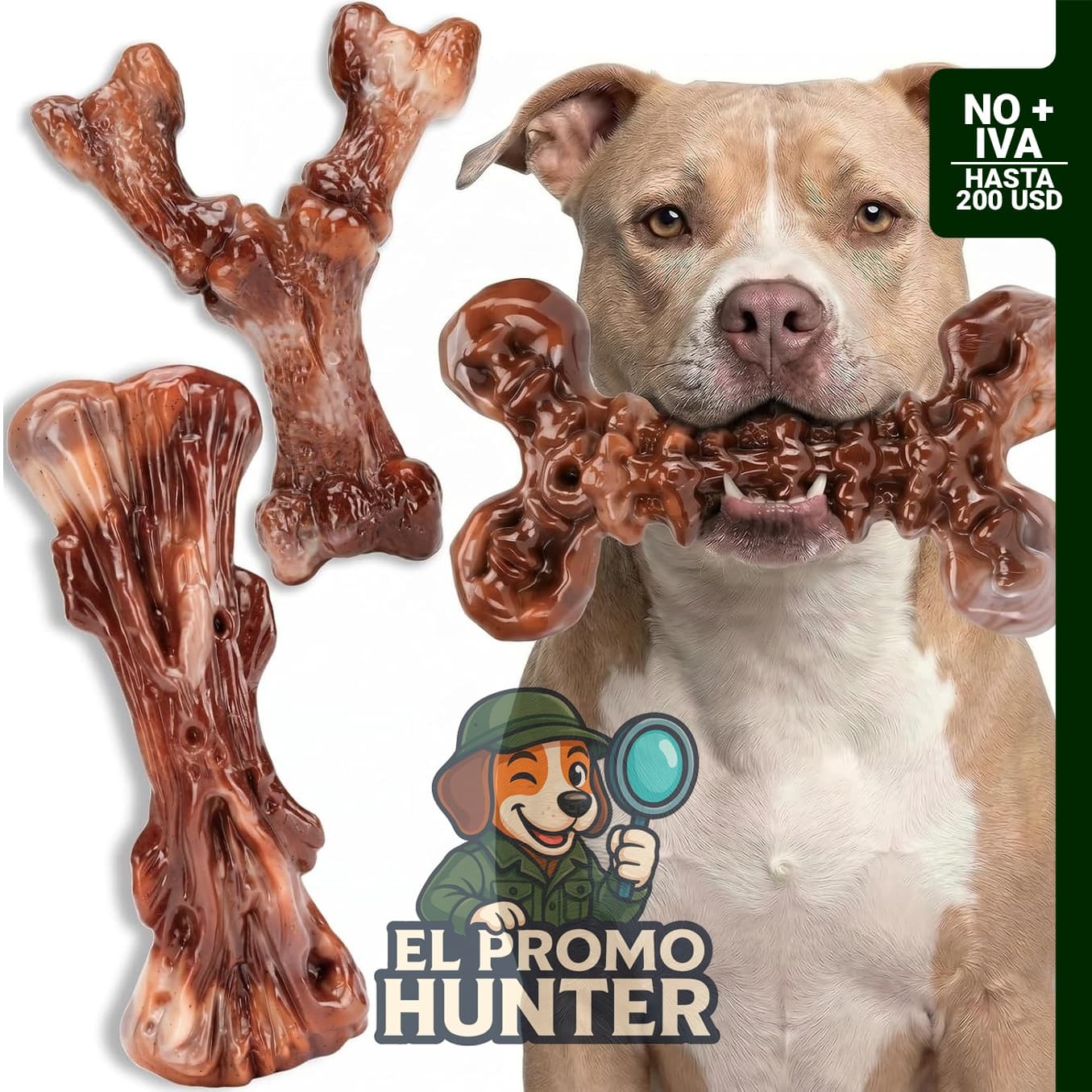 Set de 3 huesos de nylon sabor tocino para perros, tamaño XL.