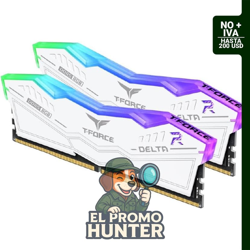 Memoria RAM Team RGB DDR5 de 32GB (16GBx2) a 6000MHz, CL38, compatible con XMP 3.0.