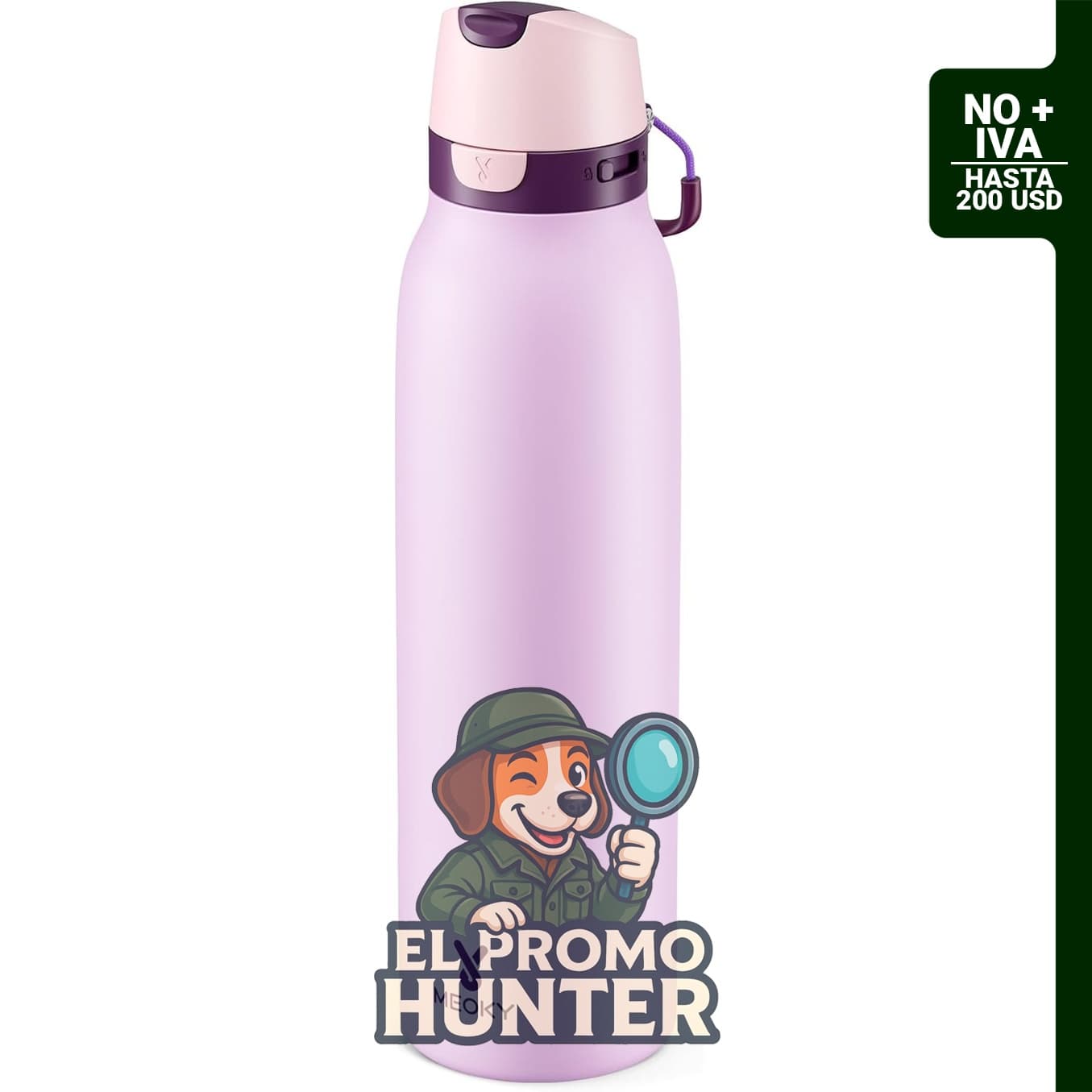 Botella de agua de acero inoxidable de 24 oz (710 ml) con tapa a prueba de fugas y popote.