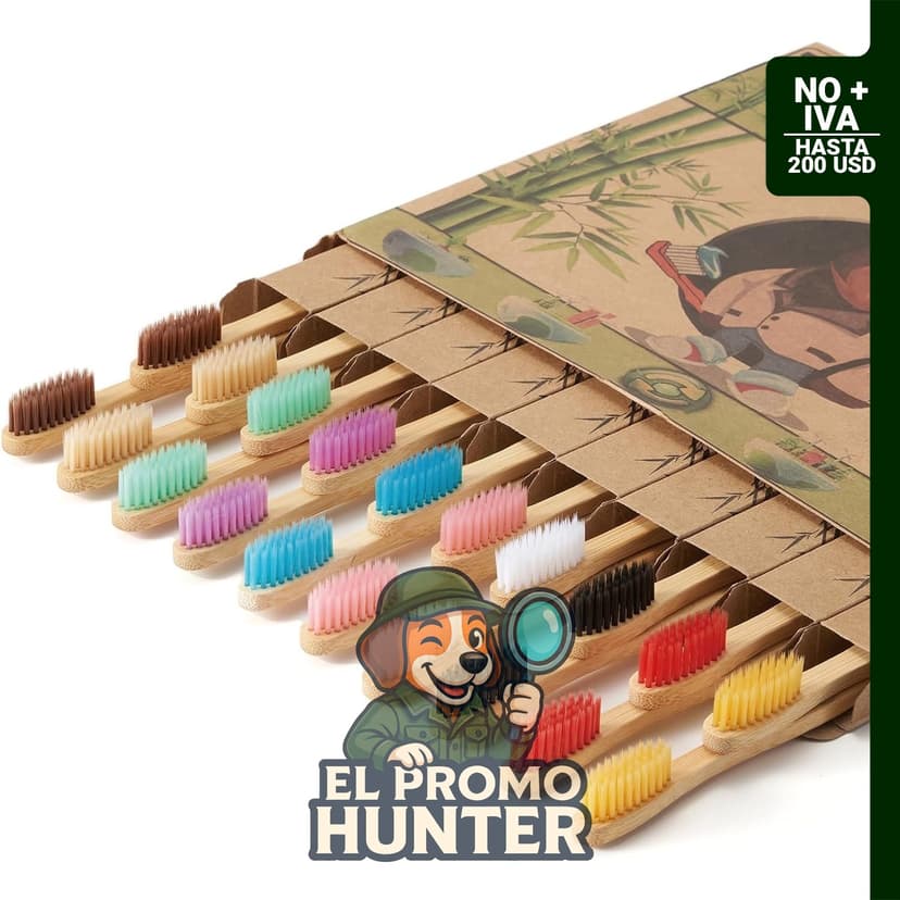 Juego de 20 cepillos de dientes de bambú con cerdas suaves, sin BPA, biodegradables y compostables.