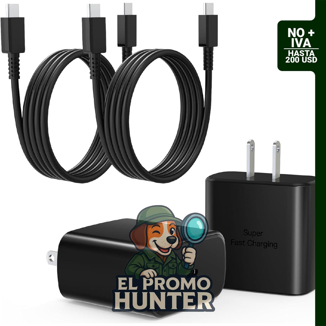 Cargador USB C rápido, paquete de 2 cables de 3 pies, compatible con dispositivos Samsung Galaxy y iPhone.