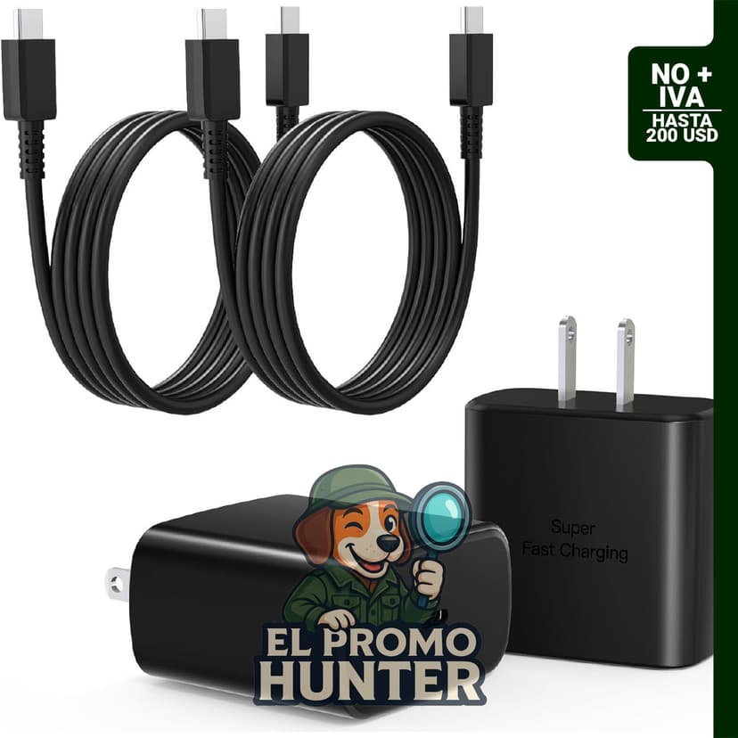 Cargador USB C rápido, paquete de 2 cables de 3 pies, compatible con dispositivos Samsung Galaxy y iPhone.