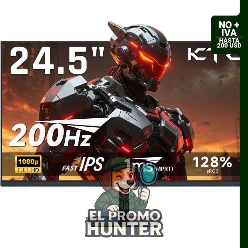 Monitor KTC de 24.5" (62.23 cm) FHD, 180Hz OC 200Hz, Fast IPS, 1ms, 128% sRGB, HDR10, Adaptive Sync, HDMI y DP.