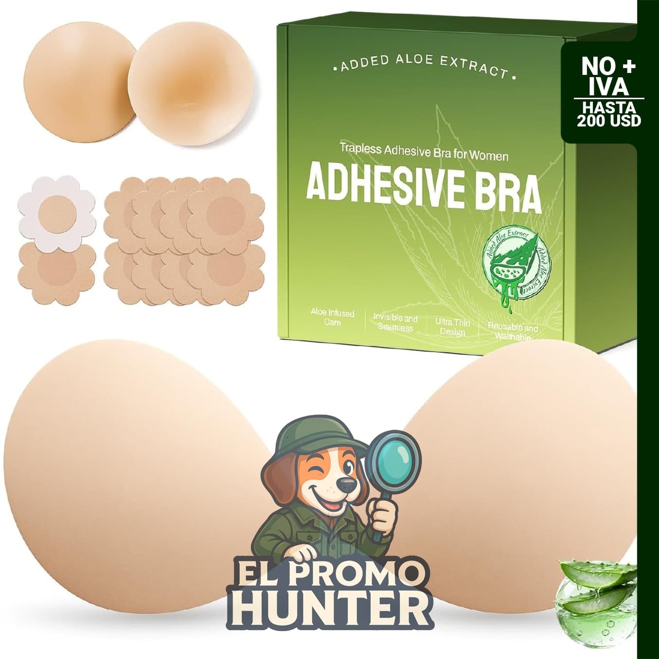 Brasier adhesivo de silicona reutilizable, sin tirantes y con realce, diseñado para vestidos sin espalda.
