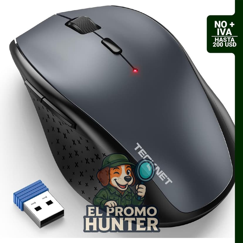 Ratón inalámbrico TECKNET 2.4G con 4800 DPI, USB, 6 botones y batería de 30 meses.