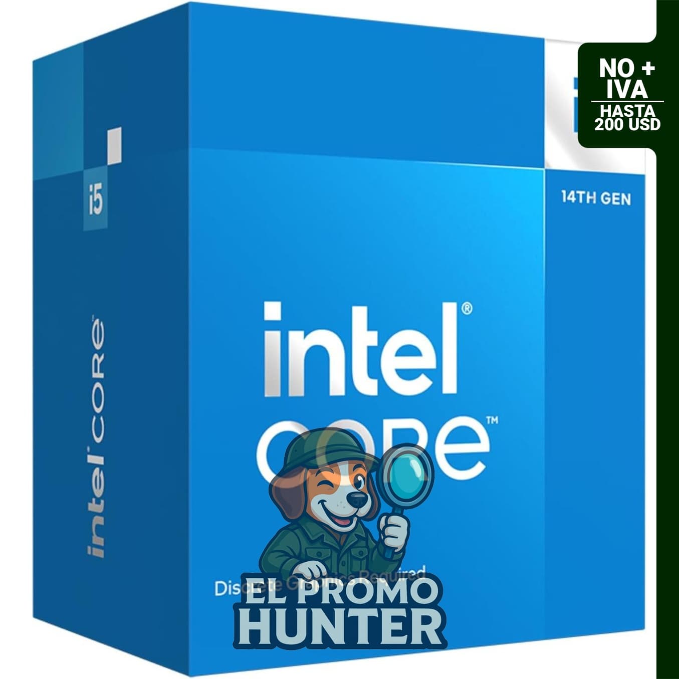 Procesador Intel Core i5-14400F de escritorio con 10 núcleos (6 P + 4 E) y velocidad de hasta 4.7 GHz.