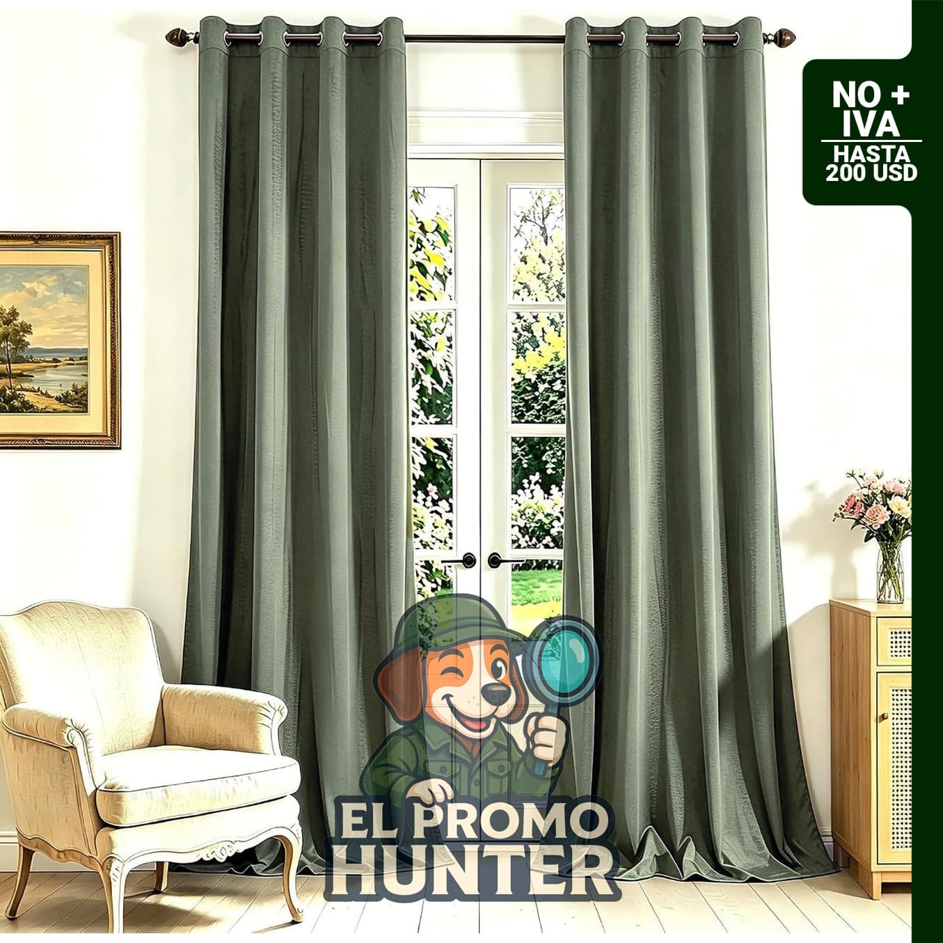 Juego de 2 paneles de cortinas opacas de terciopelo verde salvia, 213 cm de largo con ojales.