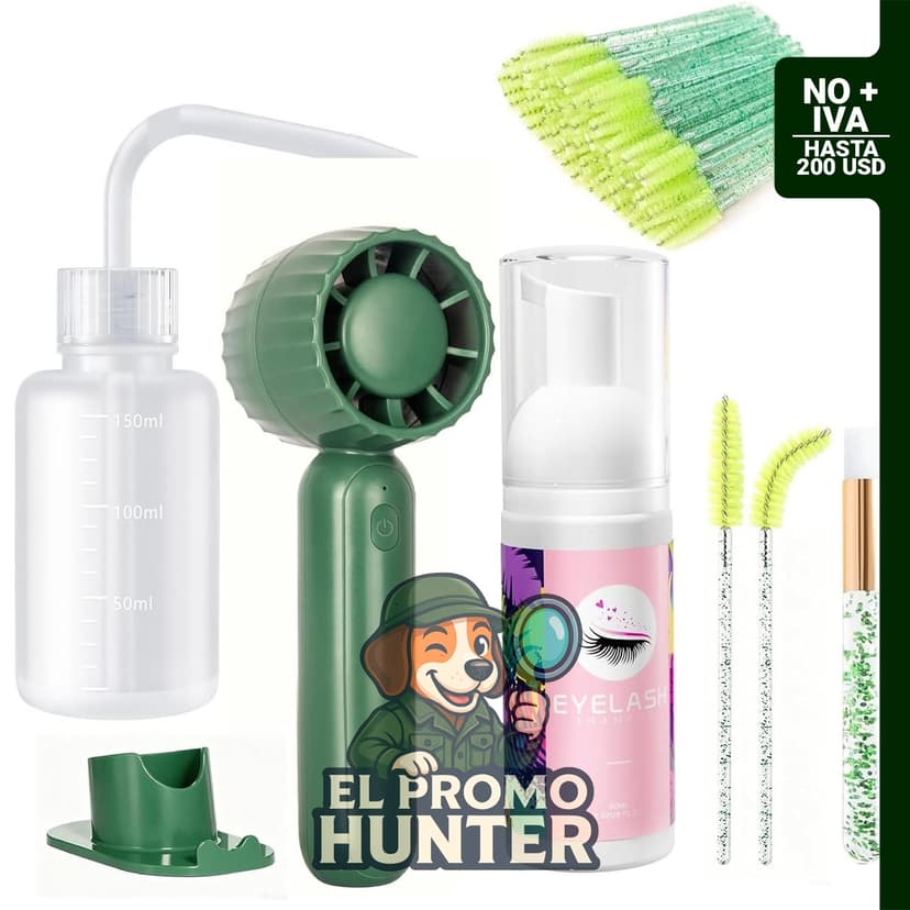 Kit de champú para pestañas Buqikma de 60 ml, incluye limpiador, secador recargable, cepillo y espuma de limpieza.