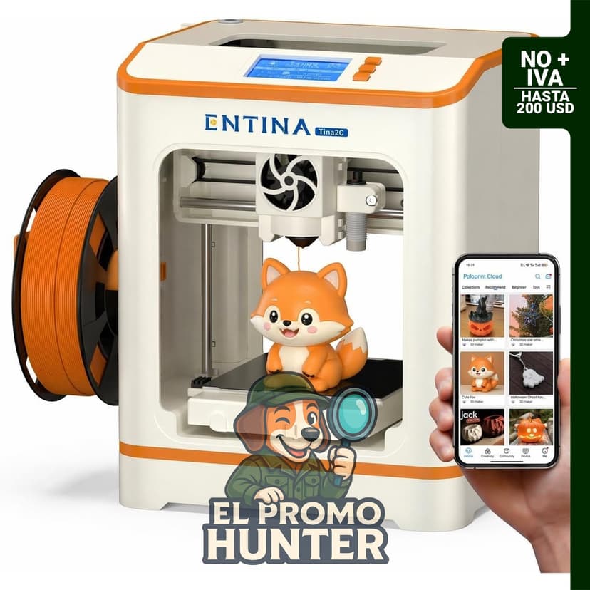 Impresora 3D Entina Tina2C, mini impresora para niños y principiantes, con control de aplicación y WiFi.