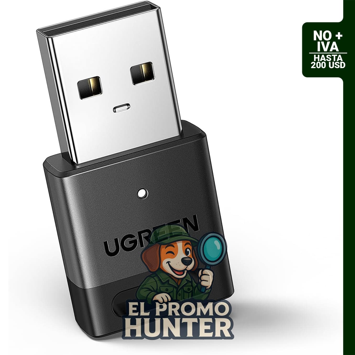 Adaptador USB Bluetooth 5.3 para PC, compatible con Windows 11/10/8.1, permite conexión de dispositivos como teclado, ratón y altavoces.