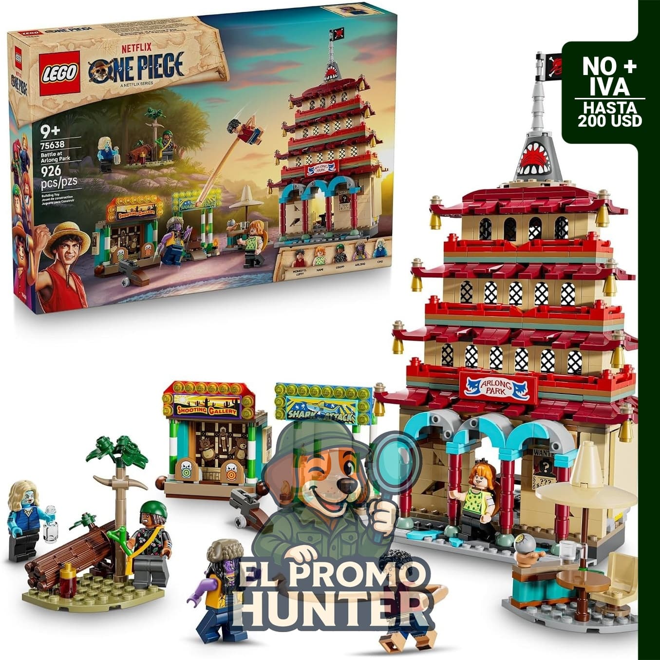 LEGO UN PEZZO Batalla en el Parque Arlong, juego de construcción con 5 figuras de piratas.