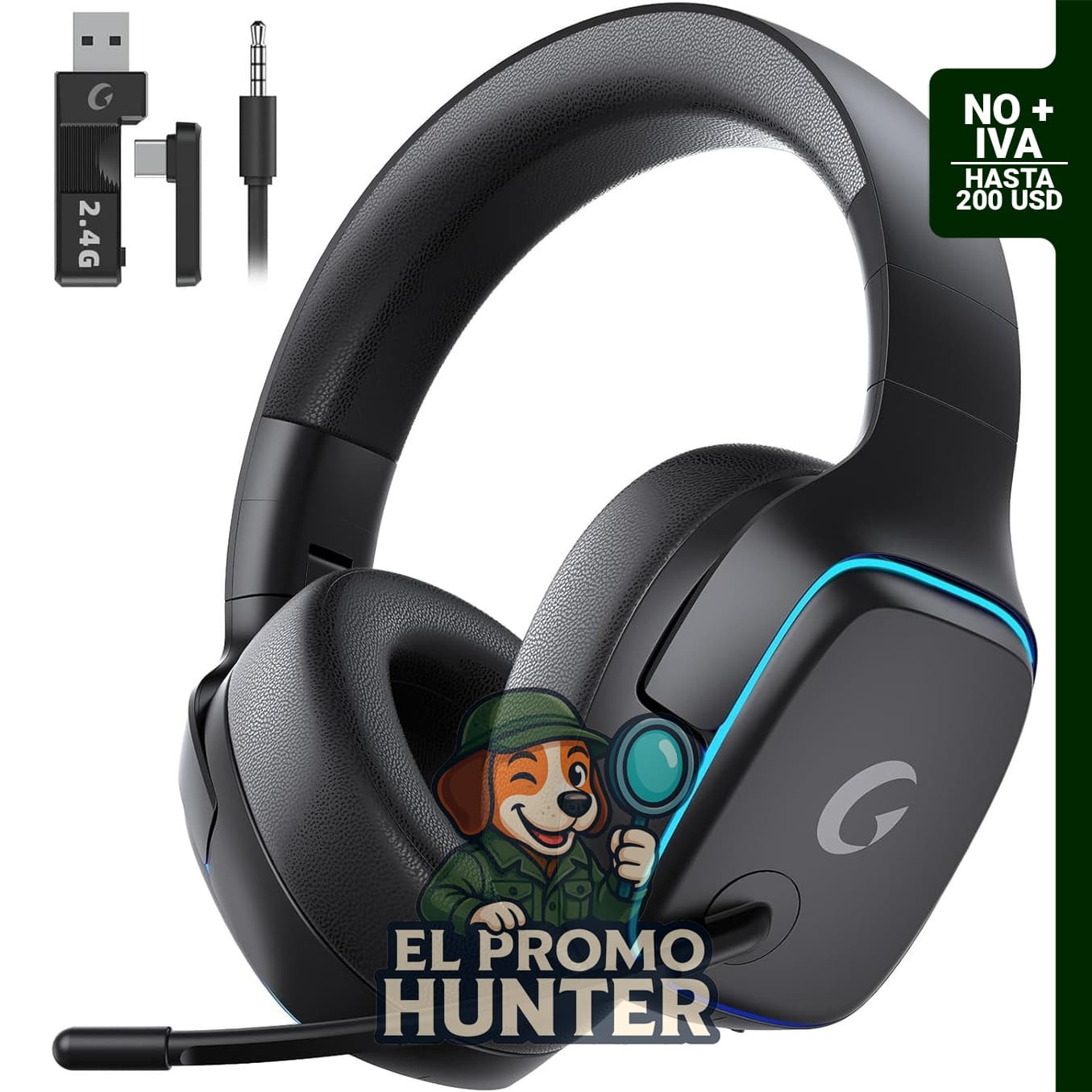 Auriculares inalámbricos Gvyugke de 2.4 GHz para PS5, PS4, PC y Switch, con micrófono y sonido envolvente 7.1.
